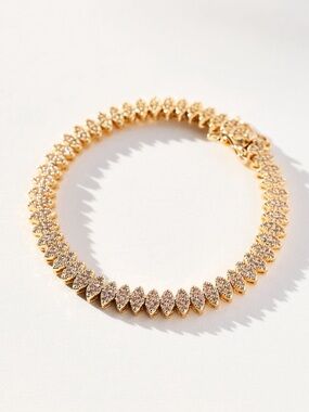 Anthropologie 14KT Gold Plated Oval Tennis Bracelet NEW Medium Large